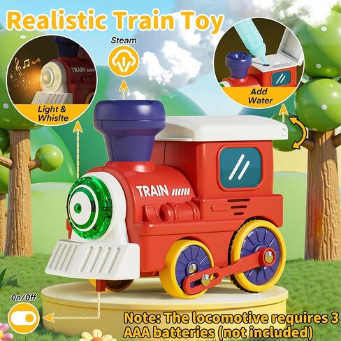 Train Set for Toddlers 2-4 with Steam, Music&Light, Electric Train Toy Set with 3 Car, 3 Trailer, Tracks Accessories, Christmas Birthday Gifts for Kids 2 3 4 5 6 7 Years Old Boys Girl in Kuwait