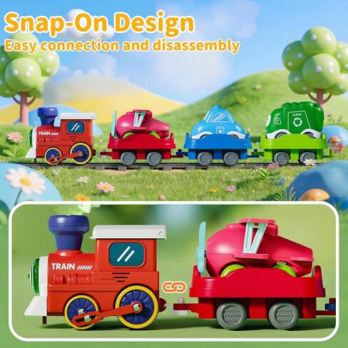 Train Set for Toddlers 2-4 with Steam, Music&Light, Electric Train Toy Set with 3 Car, 3 Trailer, Tracks Accessories, Christmas Birthday Gifts for Kids 2 3 4 5 6 7 Years Old Boys Girl in Kuwait