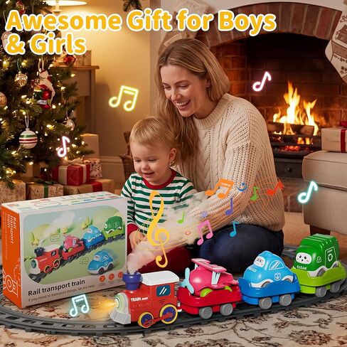 Train Set for Toddlers 2-4 with Steam, Music&Light, Electric Train Toy Set with 3 Car, 3 Trailer, Tracks Accessories, Christmas Birthday Gifts for Kids 2 3 4 5 6 7 Years Old Boys Girl in Kuwait