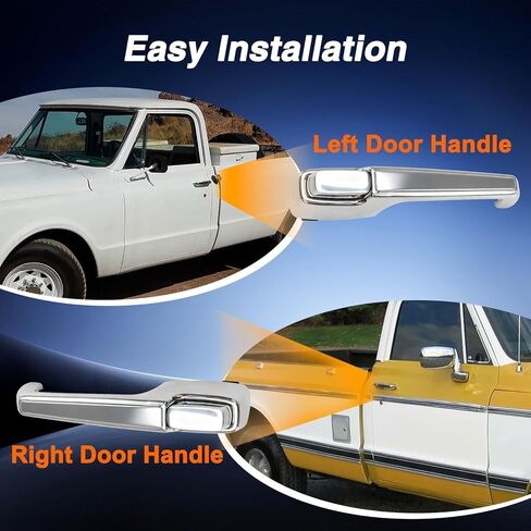 FUSCH Outside Door Handles Compatible with Chevy C10 C20 C30 K10 K20 K30 Blazer GMC C15 C25 C35 K15 K25 K35 1500 2500 3500 Pickup Jimmy 1967-1972 Chrome Left and Right Side Replace# 3927895 3927899 in Kuwait