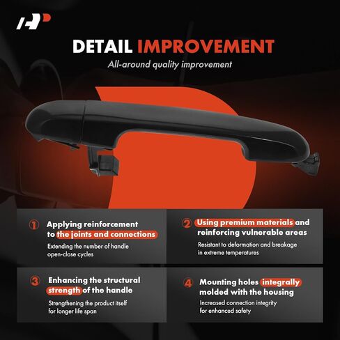A-Premium Front or Rear Driver or Passenger Side Exterior Door Handle Compatible with Kia Forte 2010 2011 2012 2013, Smooth Black, Replace# 82652-1M060 in Kuwait