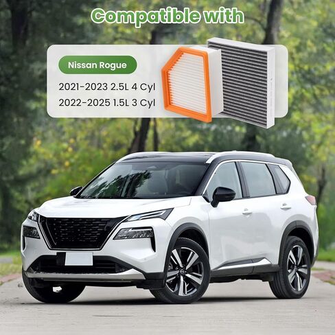 Engine Air Filter & Cabin Air Filter Set fit for Nissan Rogue 2021 2022 2023 2024 2025 2026 1.5L 2.5L Rogue Replacement 16546-6RA0A 27277-6RC0A in Saudi Arabia