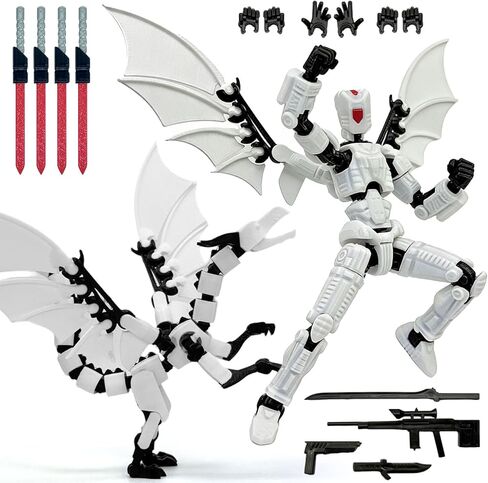 Pre-Assembled T13 3D Printed Robot Action Figure Set with Dragon, Multi-Jointed Movable Toy with Accessories & Weapons, Collectible Action Figures for Boys and Gamers (Black Red) in Saudi Arabia