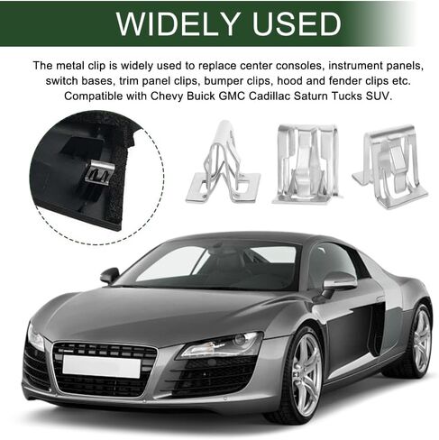 15 PCS Car Trim Panel Metal Retainer Clip, Car Door Panel Clips, U-Shaped Auto Dashboard Console Fastener for Chevy Saturn, Lift Gate Trim Finish Panel Moulding Fastener Replace OEM#11588650 in Saudi Arabia