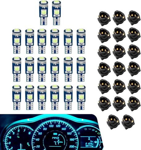 20PCS 74 Led Bulb Dash Light Super Bright, T5 37 74 LED Bulb with PC74 PC37 Twist Lock Socket, Auto Instrument Cluster Bulbs Kit, for Interior Dashboard Indicator Panel Gauge Lamp Light(White) in Saudi Arabia