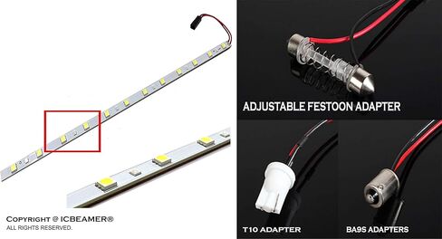 ICBEAMER 12 بوصة يتغير لونها من الأزرق إلى الأبيض 18 SMDs 5050 LED شريط إضاءة يناسب منطقة حمولة السيارة وديكور الإضاءة المحيطة الداخلية in Kuwait