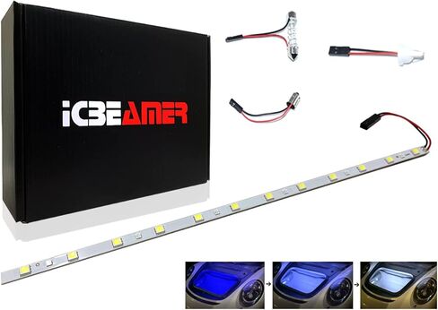 ICBEAMER 12 بوصة يتغير لونها من الأزرق إلى الأبيض 18 SMDs 5050 LED شريط إضاءة يناسب منطقة حمولة السيارة وديكور الإضاءة المحيطة الداخلية in Kuwait