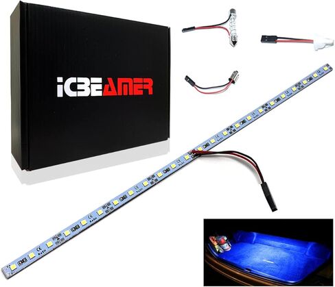 ICBEAMER 12 بوصة يتغير لونها من الأزرق إلى الأبيض 18 SMDs 5050 LED شريط إضاءة يناسب منطقة حمولة السيارة وديكور الإضاءة المحيطة الداخلية in Kuwait