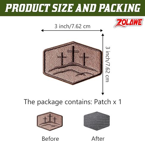 Three Crosses on Calvary Hook and Loop Patch, 3 Inches Sew On Patches, Embroidery Patches for Backpacks Bags Vest Dog Harness, Tactical Military Embroidered Patches, DIY Patch for Christians in Kuwait