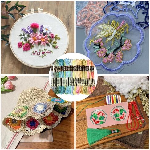 42 Skeins Colorful Variegated Embroidery Floss Thread Gradient Friendship Bracelet String Polyester Black White Cross Stitch Threads Bulk for Hand Sewing Jewelry Bracelets Making Crafts DIY in Kuwait