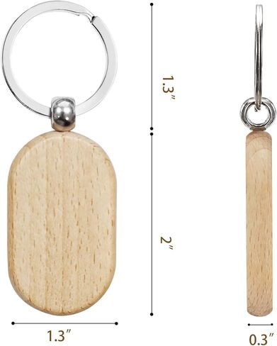 100 PCS Wood Keychain Blank - Unfinished Wood Key Chain Blanks with Key Rings for Laser Engraving DIY Crafts Tags in Saudi Arabia