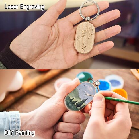 100 PCS Wood Keychain Blank - Unfinished Wood Key Chain Blanks with Key Rings for Laser Engraving DIY Crafts Tags in Saudi Arabia