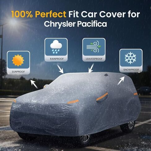 Minivan Car Cover for Chrysler Pacifica 100% Waterproof All Weather, Heavy Duty Outdoor Full Exterior Covers Rain Sun Wind UV Protection. in Saudi Arabia