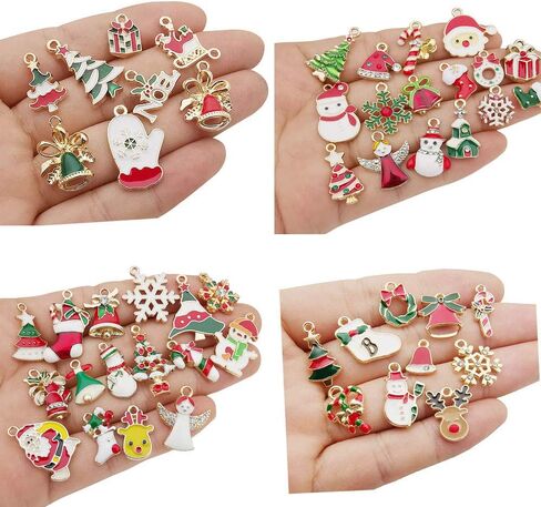 70 Pcs Gold Enamel Christmas Charms for DIY Jewelry Making Necklace Bracelet Earring DIY Christmas Clothes Sewing Bags Decoration Charms (M514) in Kuwait