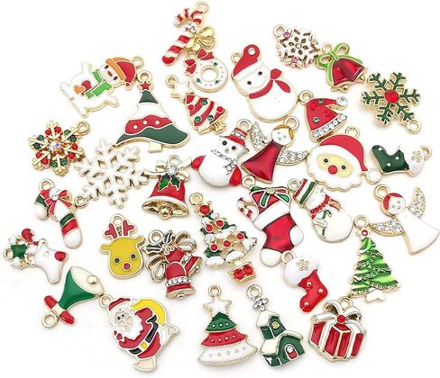 70 Pcs Gold Enamel Christmas Charms for DIY Jewelry Making Necklace Bracelet Earring DIY Christmas Clothes Sewing Bags Decoration Charms (M514) in Kuwait