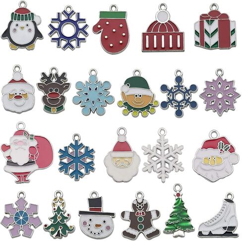 70 Pcs Gold Enamel Christmas Charms for DIY Jewelry Making Necklace Bracelet Earring DIY Christmas Clothes Sewing Bags Decoration Charms (M514) in Kuwait