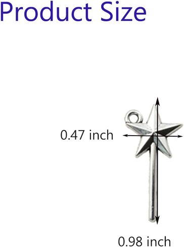 GUZUHUKU 100PCS Fairy Wand Pentagram Charms, Star Magic Wand Charms, Princess Witch Pendant for Jewellery Making DIY Necklace Bracelet Earring Crafts in Saudi Arabia