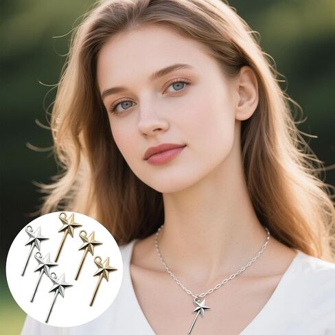 GUZUHUKU 100PCS Fairy Wand Pentagram Charms, Star Magic Wand Charms, Princess Witch Pendant for Jewellery Making DIY Necklace Bracelet Earring Crafts in Saudi Arabia
