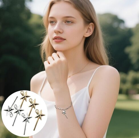 GUZUHUKU 100PCS Fairy Wand Pentagram Charms, Star Magic Wand Charms, Princess Witch Pendant for Jewellery Making DIY Necklace Bracelet Earring Crafts in Saudi Arabia