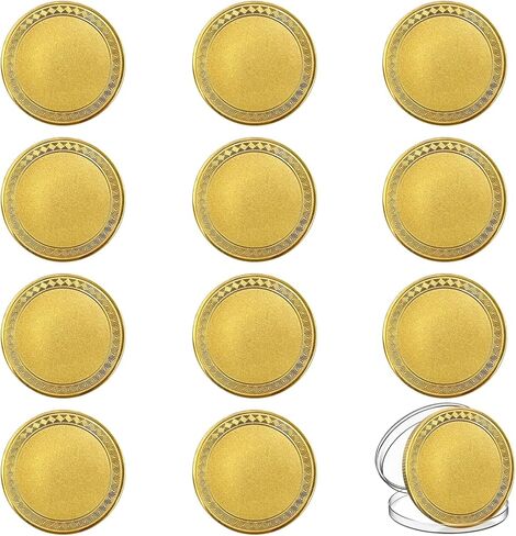12 Pcs Blank Challenge Coins, 2 Inch Golden Coin Blanks for Laser Engraving, Unfinished Challenge Coin Blanks with Acrylic Protection Box for Birthday Travel Commemorative Collection in Saudi Arabia