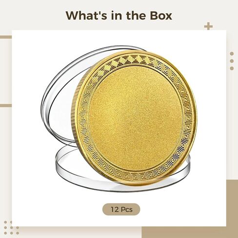 12 Pcs Blank Challenge Coins, 2 Inch Golden Coin Blanks for Laser Engraving, Unfinished Challenge Coin Blanks with Acrylic Protection Box for Birthday Travel Commemorative Collection in Saudi Arabia