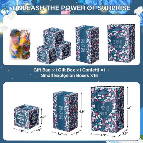 Mothers Day Surprise Gift Box for Money, DIY Creativity Folding Bounce Explosion Pop Up Cash for Mom, Blue in Saudi Arabia