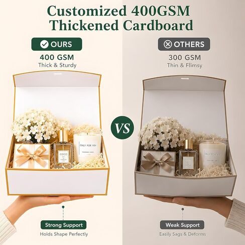 JOYIT 10 Pack White Gift Boxes with Lids for Presents - 8 x 8 x 4 inches Bridesmaid Proposal Box with Ribbon, Gold Foil Boxes for Gifts for Wedding, Birthday & Baby Shower Party Favors Anniversary in Saudi Arabia