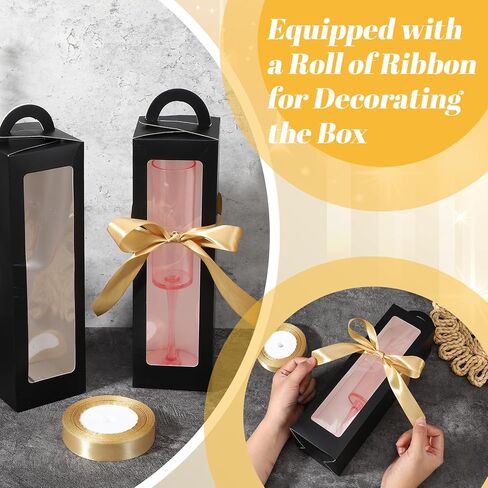 Ckhoid 24Pcs Tumbler Gift Box with Handle, Wine Glass Gift Box with Ribbon, Exhibition Boxes for 12oz, 16oz, 20oz, 30oz Sublimation Tumblers, Glasses, Jars, Mug Can Blanks, Wine Glasses in Saudi Arabia