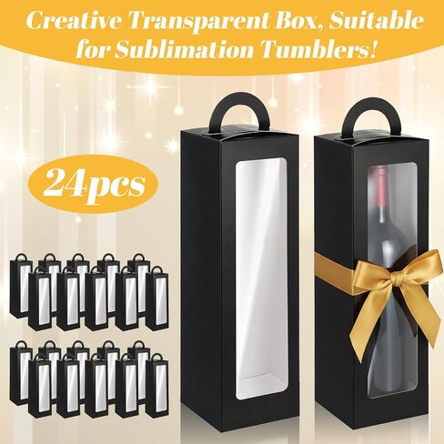 Ckhoid 24Pcs Tumbler Gift Box with Handle, Wine Glass Gift Box with Ribbon, Exhibition Boxes for 12oz, 16oz, 20oz, 30oz Sublimation Tumblers, Glasses, Jars, Mug Can Blanks, Wine Glasses in Saudi Arabia