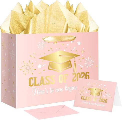 JWSCYSY Large Purple Black Graduation Gift Bag, Class of 2026 Gift Bag with Tissue Paper and Card for College Graduation Season Theme Party Decor Supplies. in Saudi Arabia