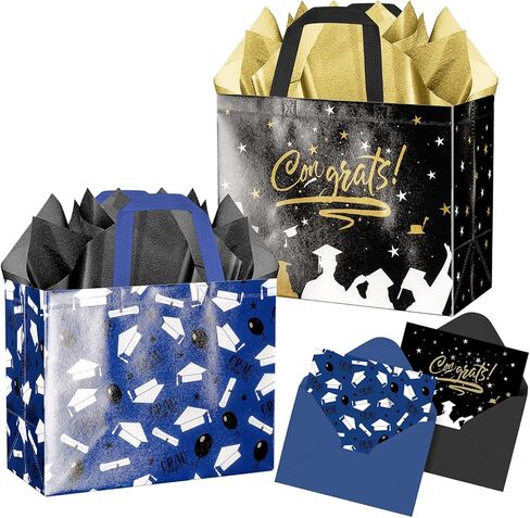 JWSCYSY Large Purple Black Graduation Gift Bag, Class of 2026 Gift Bag with Tissue Paper and Card for College Graduation Season Theme Party Decor Supplies. in Saudi Arabia