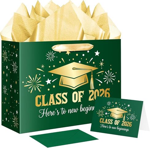 JWSCYSY Large Purple Black Graduation Gift Bag, Class of 2026 Gift Bag with Tissue Paper and Card for College Graduation Season Theme Party Decor Supplies. in Saudi Arabia