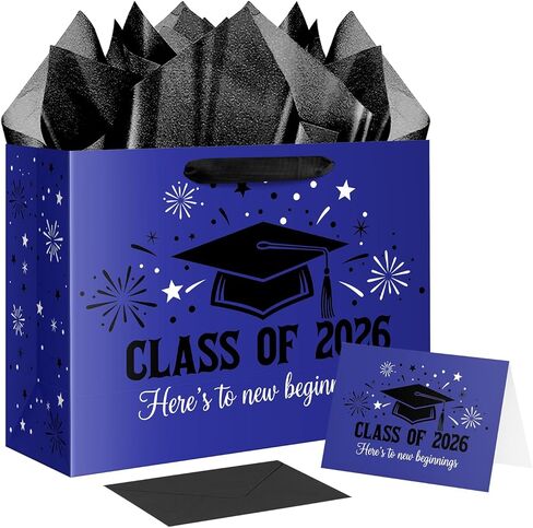 JWSCYSY Large Purple Black Graduation Gift Bag, Class of 2026 Gift Bag with Tissue Paper and Card for College Graduation Season Theme Party Decor Supplies. in Saudi Arabia