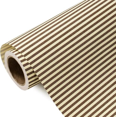 WRAPAHOLIC Kraft Striped Wrapping Paper Roll - Mini Roll - 17 Inch x 16.5 Feet - Classic Sage Green Stripe Wrapping Paper for Birthday, Wedding, Baby Shower, Bridal Shower in Kuwait