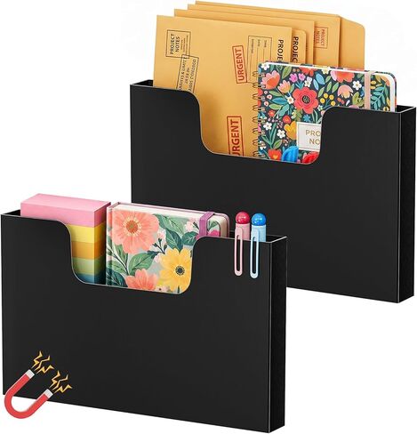 Marbrasse Magnetic File Holder, Magnetic Hanging Wall File Organizer, Pocket Paper Magazine Mail Organizer for Refrigerator,Notebooks,Planners,Letter in Kuwait