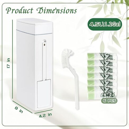 Bathroom Trash Can with Toilet,Slim Bathroom Trash Can,Toilet Brush and Holder Set,4.5 Liter / 1.2 Gallon Press Type Odor Proof rv Trash can,for Bathrooms, RVs, Small Spaces in Saudi Arabia