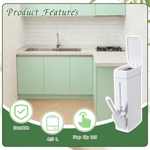 Bathroom Trash Can with Toilet,Slim Bathroom Trash Can,Toilet Brush and Holder Set,4.5 Liter / 1.2 Gallon Press Type Odor Proof rv Trash can,for Bathrooms, RVs, Small Spaces in Saudi Arabia