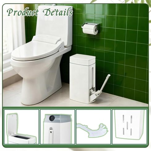Bathroom Trash Can with Toilet,Slim Bathroom Trash Can,Toilet Brush and Holder Set,4.5 Liter / 1.2 Gallon Press Type Odor Proof rv Trash can,for Bathrooms, RVs, Small Spaces in Saudi Arabia