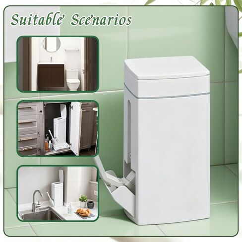 Bathroom Trash Can with Toilet,Slim Bathroom Trash Can,Toilet Brush and Holder Set,4.5 Liter / 1.2 Gallon Press Type Odor Proof rv Trash can,for Bathrooms, RVs, Small Spaces in Saudi Arabia
