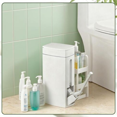Bathroom Trash Can with Toilet,Slim Bathroom Trash Can,Toilet Brush and Holder Set,4.5 Liter / 1.2 Gallon Press Type Odor Proof rv Trash can,for Bathrooms, RVs, Small Spaces in Saudi Arabia
