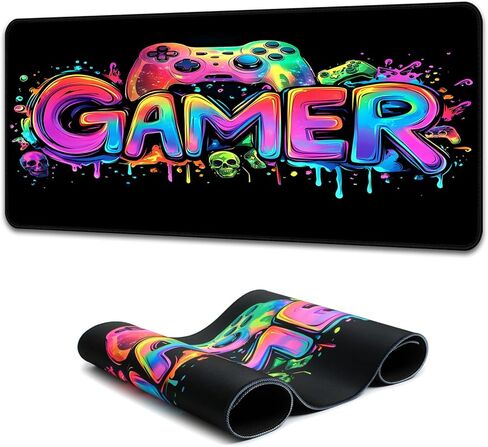 UV Reactive Large Gaming Mouse Pad - 1pc Non-Slip Washable Polyester E-Sports Computer Desk Mat with Vibrant Game Machine Print in Kuwait
