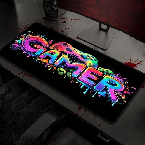 UV Reactive Large Gaming Mouse Pad - 1pc Non-Slip Washable Polyester E-Sports Computer Desk Mat with Vibrant Game Machine Print in Kuwait
