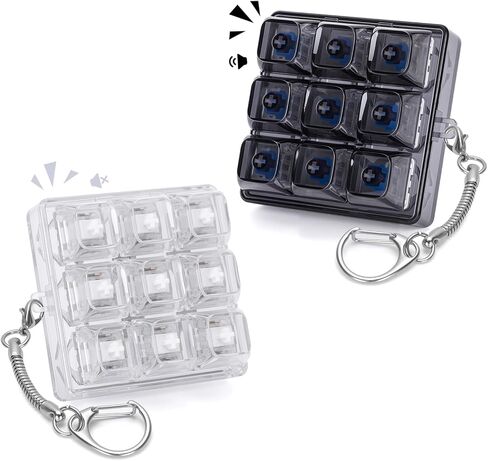 2 PCS 9-in-1 Keyboard Fidget Toy for Adults Silent and Loud Keyboard Clicker Keychain Stress Relief Fidget Toys for Office Asmr Anxiety Autism (Black&White, 9 in 1-2P) in Saudi Arabia