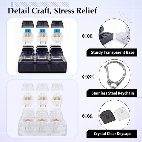 2 PCS 9-in-1 Keyboard Fidget Toy for Adults Silent and Loud Keyboard Clicker Keychain Stress Relief Fidget Toys for Office Asmr Anxiety Autism (Black&White, 9 in 1-2P) in Saudi Arabia