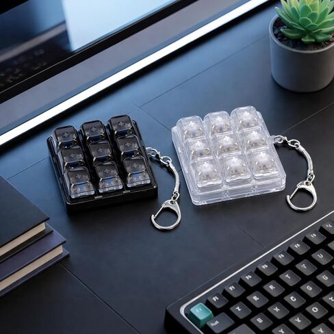 2 PCS 9-in-1 Keyboard Fidget Toy for Adults Silent and Loud Keyboard Clicker Keychain Stress Relief Fidget Toys for Office Asmr Anxiety Autism (Black&White, 9 in 1-2P) in Saudi Arabia