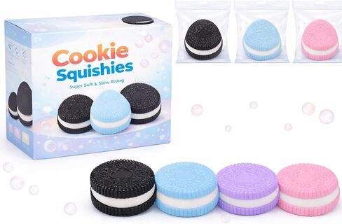 Taba Squishy ,Cookie Squishy Toy, Ultra-Soft Stress Relief & Sensory Toy for Kids and Adults, Anxiety Relief, Cute Design, Party Favors (4 pcs) in Saudi Arabia