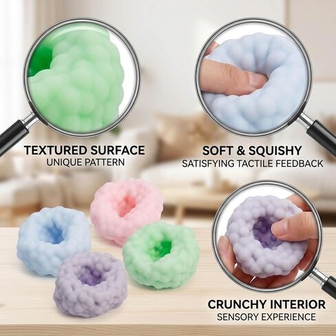 4PCS Crunchy Squishy Balls, Sensory Fidget Balls with Squishy Skin Texture, Stress Relief Items, Indoor Outdoor Use, TPR Material Durable Design (Ages 14+) in Saudi Arabia