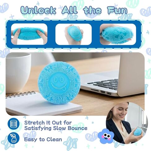 Fuzz Ball Stress Toys,Squeezy Fidget Toys,Slow Rising Stretchy Toys,for ADHD Autism,for Kids and Adults,Party Favors Gifts, Prizes for Students in Saudi Arabia