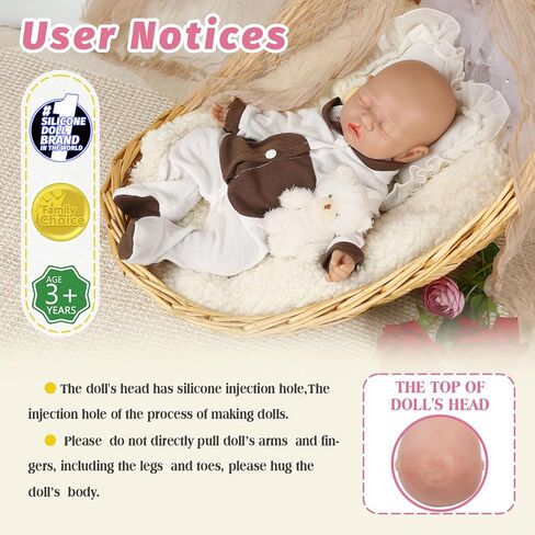 Vollence 14 inch Sleeping Silicone Baby Dolls Girl Weighted 3.4 lb,[NOT Vinyl],Silicone Full Body Reborn Real Life Lifelike Realistic Newborn Soft Babies with Feeding Kit & Gift Box for Kids Age 3+ in Saudi Arabia