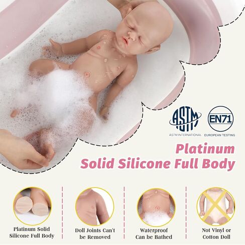 Vollence 14 inch Sleeping Silicone Baby Dolls Girl Weighted 3.4 lb,[NOT Vinyl],Silicone Full Body Reborn Real Life Lifelike Realistic Newborn Soft Babies with Feeding Kit & Gift Box for Kids Age 3+ in Saudi Arabia